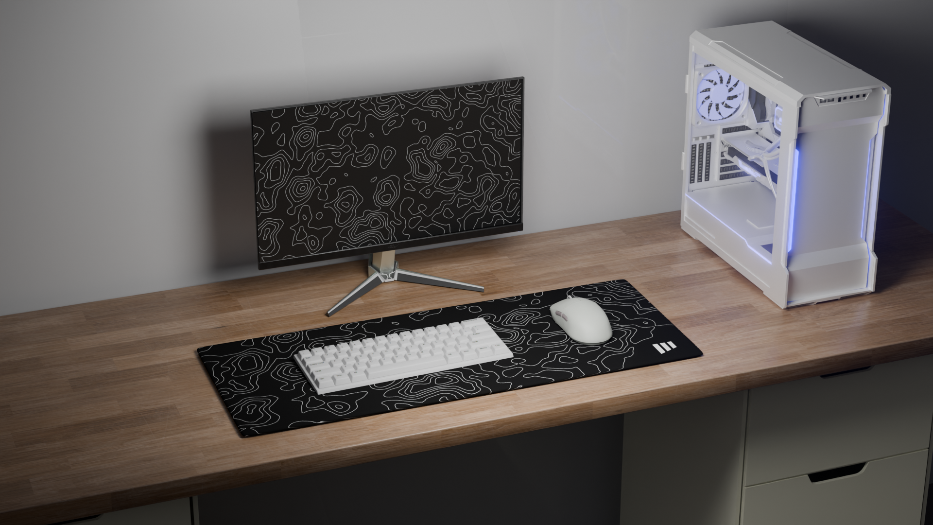 White Midnight Topo Mousepad